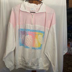 80s vintage cotton pink and white pullover